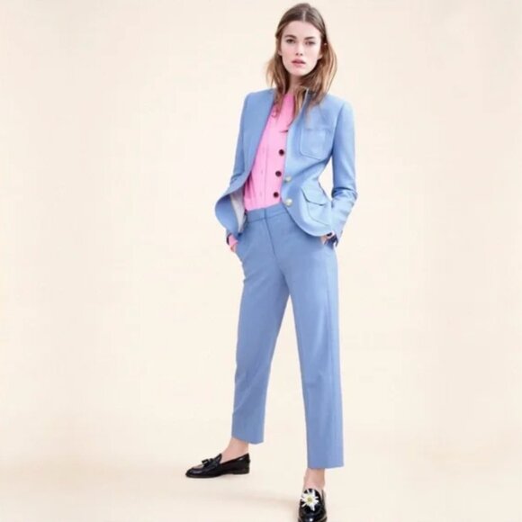 J. Crew 1035 Rhodes Italian Wool Baby Light Blue Blazer Jacket Size 10T - Picture 13 of 14